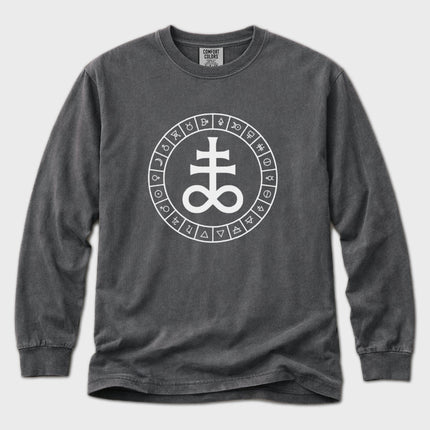 Leviathan Cross Long Sleeve T-Shirt | Runic Circle Occult Graphic Tee