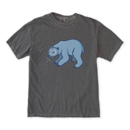 Goofy Blue Polar Bear Spitting Snow T-Shirt | Arctic Animal Unisex Tee Shirt
