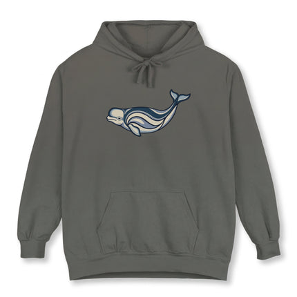 Beluga Whale Inuit Art Hoodie | Arctic Marine Stylized Pullover Hoodie