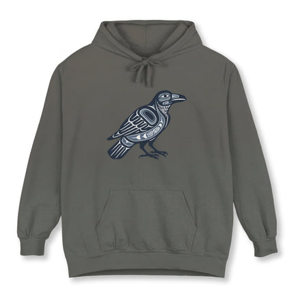 Inuit Inspired Raven Symbol Hoodie | Native American Tribal Art Pullover Hoodie