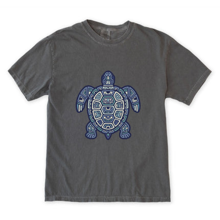 Mayan Tribal Geometric Turtle T-Shirt | Green Sea Turtle Graphic Tee Shirt