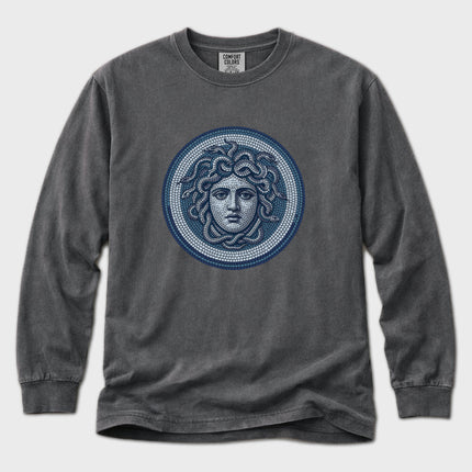 Mosaic Medusa Long Sleeve T-Shirt | Greek Mythology Gorgon Graphic Tee