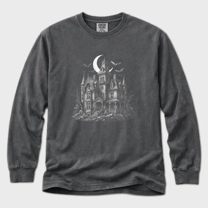 Haunted House T-Shirt | Gothic Horror Mansion Long Sleeve Tee