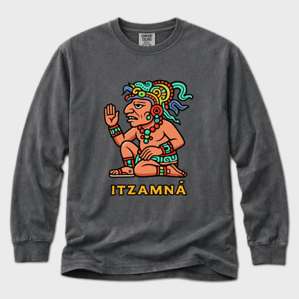 Itzamna Maya Deity Long Sleeve T-Shirt | Mesoamerican Graphic