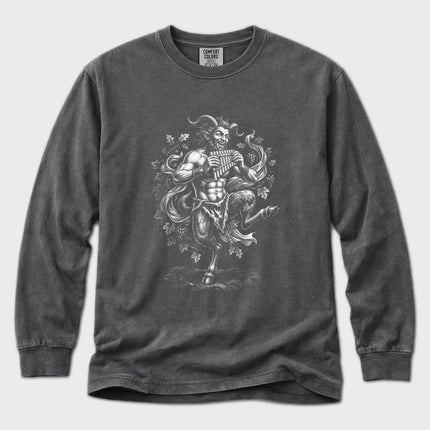 Pan T-Shirt | Dancing Greek God with Panpipes Long Sleeve Tee