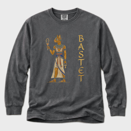 Egyptian Goddess Bastet T-Shirt | Feline Deity Art Long Sleeve Tee