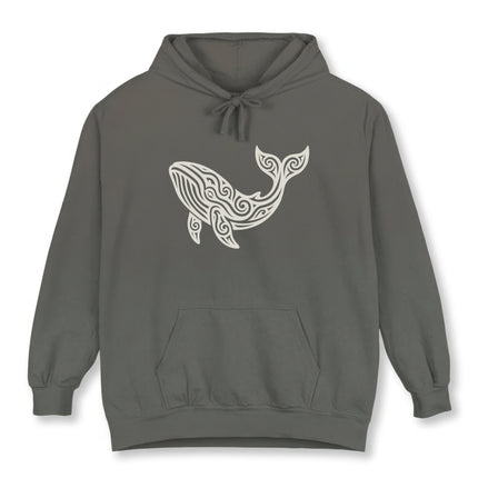 Tribal Whale Art Hoodie | Stylized Ocean Spirit Animal Pullover Hoodie