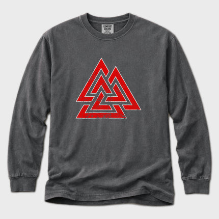 Valknut T-Shirt | Norse Triple-Triangle Symbol Long Sleeve Tee