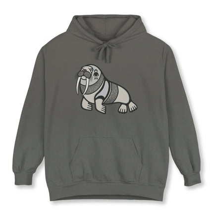 Inuit Inspired Walrus Hoodie | Arctic Animal Indigenous Art Graphic Pullover Hoodie