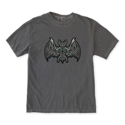 Mayan Bat Symbol T-Shirt | Tribal Geometric Blue & Indigo Graphic Tee Shirt