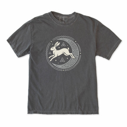 Celtic Hare and Crescent Moon T-Shirt | Knotwork Graphic Comfort Colors Tee