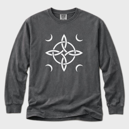 Witch's Knot T-Shirt | Crescent Moon Knotwork Symbol Long Sleeve Tee