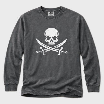 Jolly Roger Long Sleeve T-Shirt | Pirate Skull and Cutlass Graphic Tee