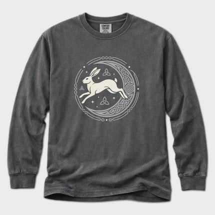 Celtic Hare T-Shirt | Moon and Knotwork Graphic Long Sleeve Tee