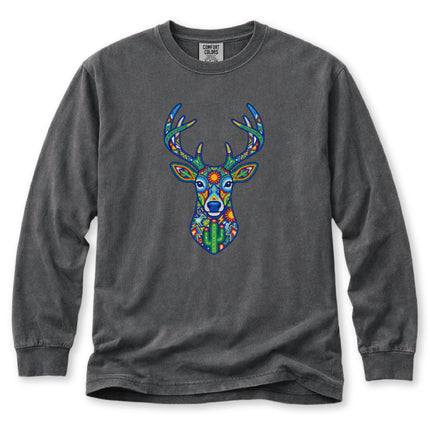 Huichol Deer Long Sleeve T-Shirt | Colorful Antler Graphic Tee