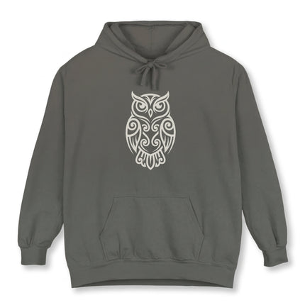 Tribal Owl Hoodie | Intricate Symbolic Owl Graphic Pullover | Comfort Colors Hoodie