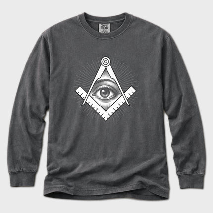 Square and Compasses Eye Long Sleeve T-Shirt | Masonic Graphic Tee