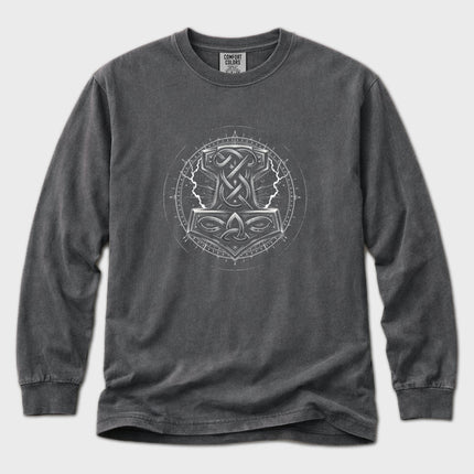 Mjolnir Thor’s Hammer Long Sleeve T-Shirt | Norse Knotwork Graphic Tee