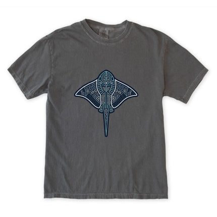 Mayan Stingray T-Shirt | Tribal Geometric Blue Ocean Animal Unisex Tee Shirt