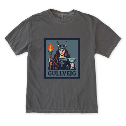 Gullveig Norse Mythology T-Shirt | Viking Horned Goddess Torch & Chalice Tee