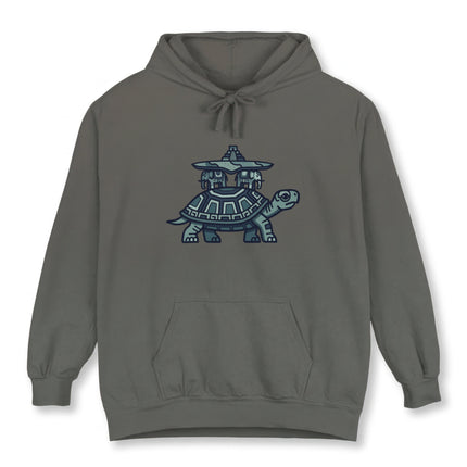 Mayan World Turtle Symbol Hoodie | Mesoamerican Pyramid Graphic Pullover Hoodie