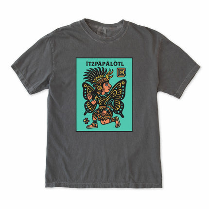 Aztec Butterfly Goddess mythology print on a comfortable tee shirt.