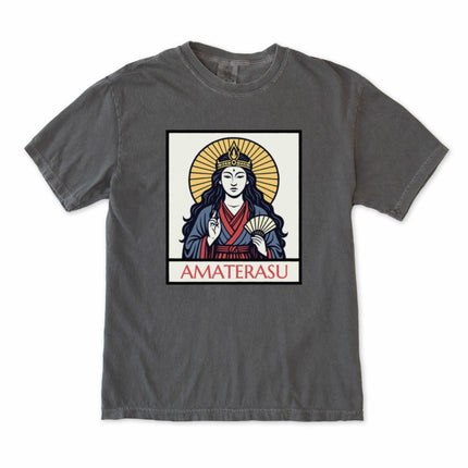 Amaterasu Sun Goddess graphic tee featuring Japanese mythology art print.