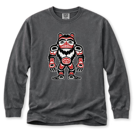 Formline Sasquatch Long Sleeve T-Shirt | Forest Creature Graphic Tee