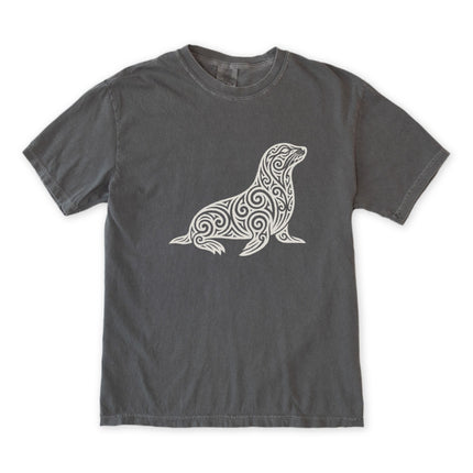 Tribal Swirl Seal T-Shirt | Ornate Marine Animal Graphic Tee | Comfort Colors