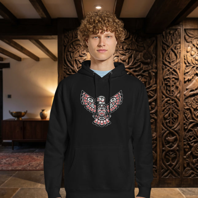Indigenous Eagle Hoodie | Pacific Northwest Native American Art Pullover Hoodie