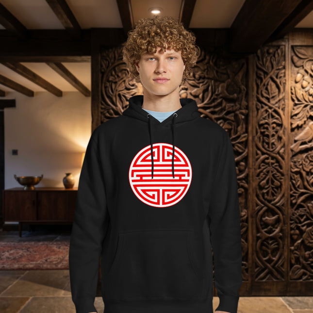 Chinese Shou Longevity Symbol Hoodie | Unisex Graphic Print Pullover Fleece