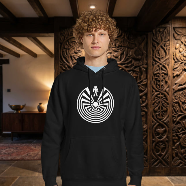 Man In The Maze Hoodie | I'itoi Native American Unisex Pullover Fleece
