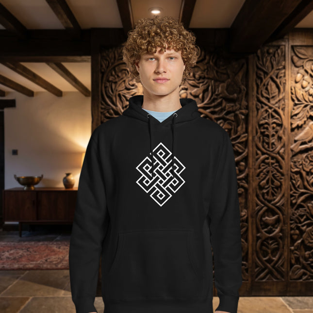Buddhist Endless Knot Hoodie | Eternal Sacred Symbol Graphic Unisex Pullover