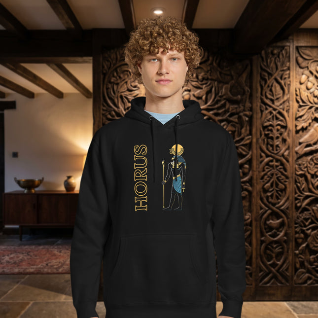 Horus Hoodie | Egyptian God with Ankh & Staff Unisex Pullover Sweatshirt