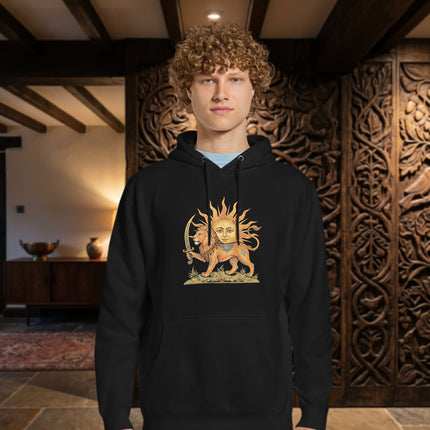 Lion & Sun Persian Symbol Hoodie | Iranian Heritage Graphic Pullover Hoodie