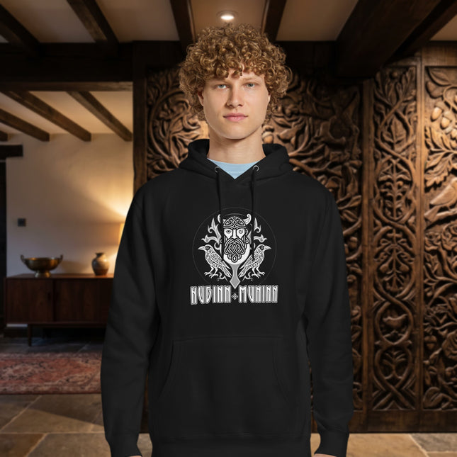 Norse Odin's Ravens Hoodie | Huginn & Muninn Viking Graphic Unisex Pullover