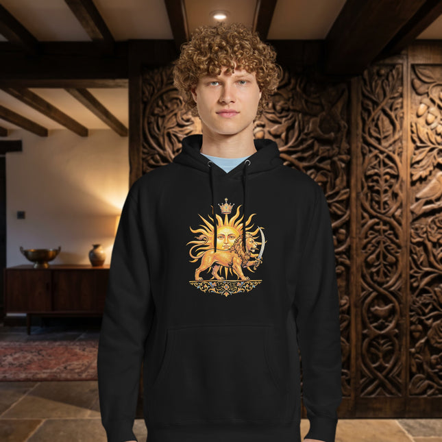 Lion & Sun Shir-o-Khorshid Symbol Hoodie | Persian Iran Pullover Hoodie