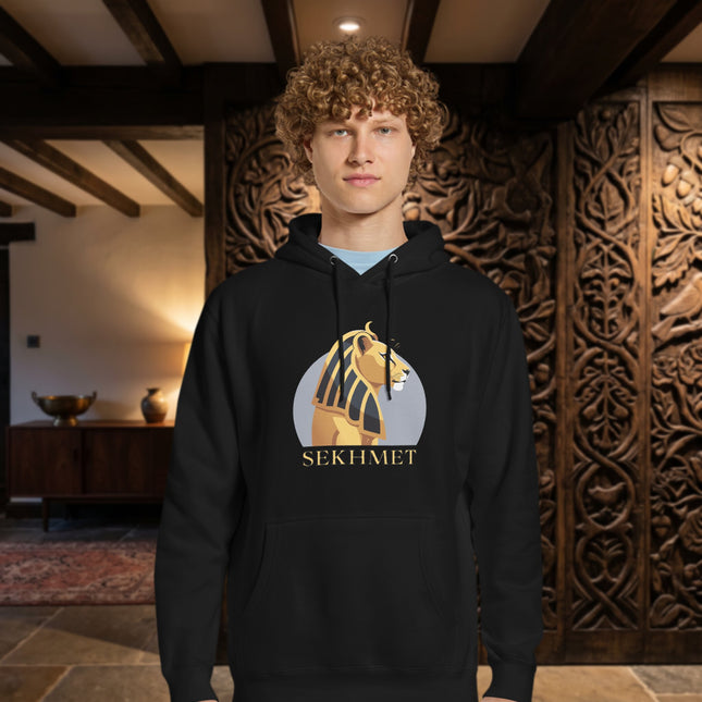 Sekhmet Hoodie | Egyptian Lion Goddess Graphic and Text Unisex Pullover