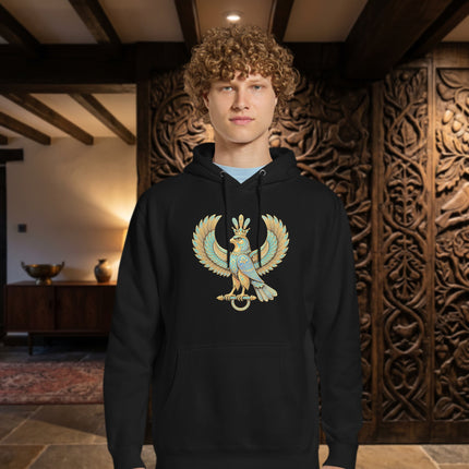 Persian Shahbaz Falcon Hoodie | Mythical Winged Bird Symbol Pullover Hoodie