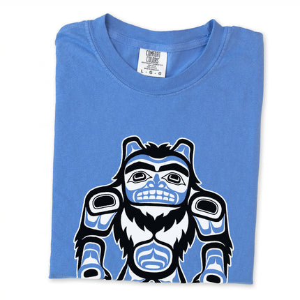 Indigenous Pacific Northwest art t-shirt featuring a Haida Sasquatch Bigfoot design.