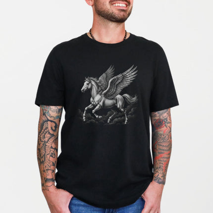 Pegasus Winged Horse Black T-Shirt | Greek Mythology Fantasy Graphic Tee