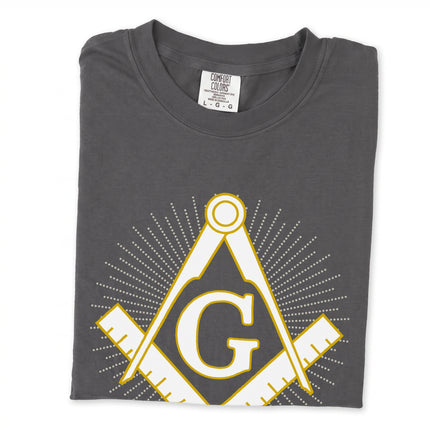 Masonic Square and Compass sacred geometry graphic printed on a comfortable t-shirt.