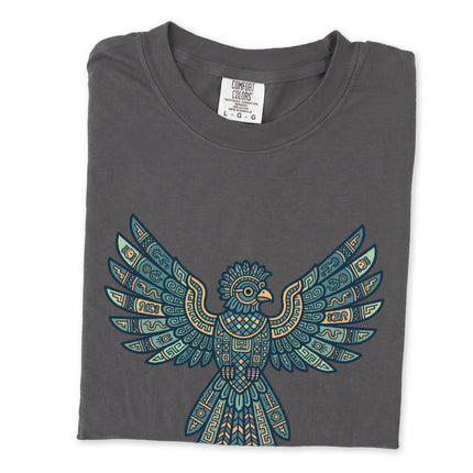 Mayan Aztec geometric tribal eagle spirit animal graphic t-shirt design.