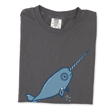 Narwhal graphic t-shirt design with Inuit inspired art of the Arctic Ocean animal.