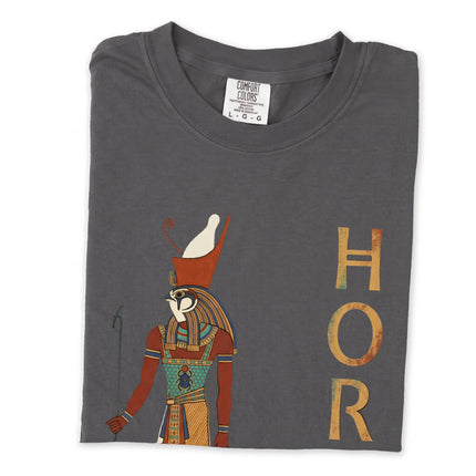 Ancient Egyptian Horus god graphic long sleeve t-shirt design.