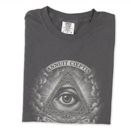 Great Seal Eye of Providence pyramid graphic long sleeve t-shirt design.