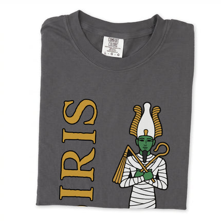 Osiris Egyptian god t-shirt graphic featuring ancient mythology mummy art.