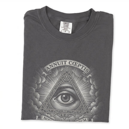 Eye of Providence Annuit Coeptis seal graphic tee shirt design.