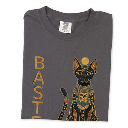 Bastet Egyptian Goddess t-shirt featuring ancient cat artwork graphic design print.