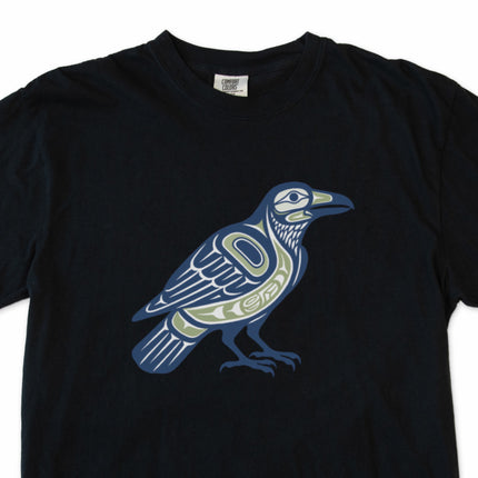 Pacific Northwest raven symbol graphic tee, featuring indigenous inspired art.